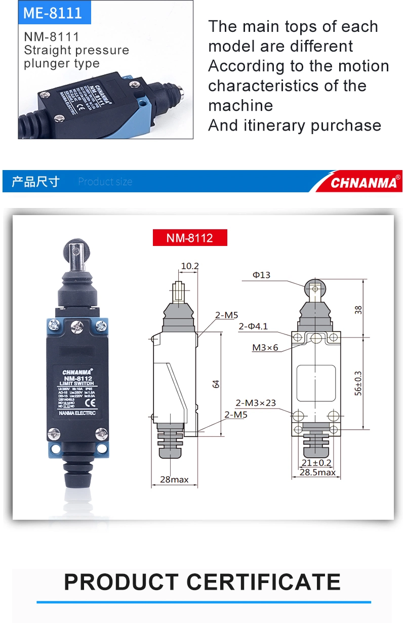 Adjustable Metal Roller Arm Type Limit Switch