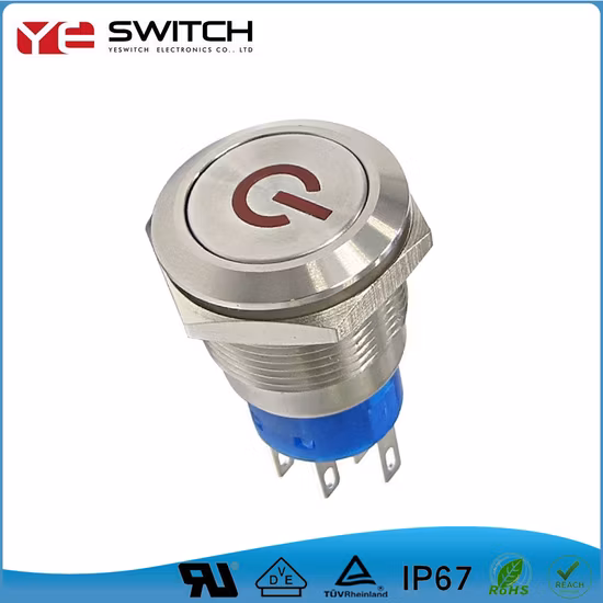 Wdele 19mm Waterproof Start 15A High Current Pushbutton Switch with LED Light